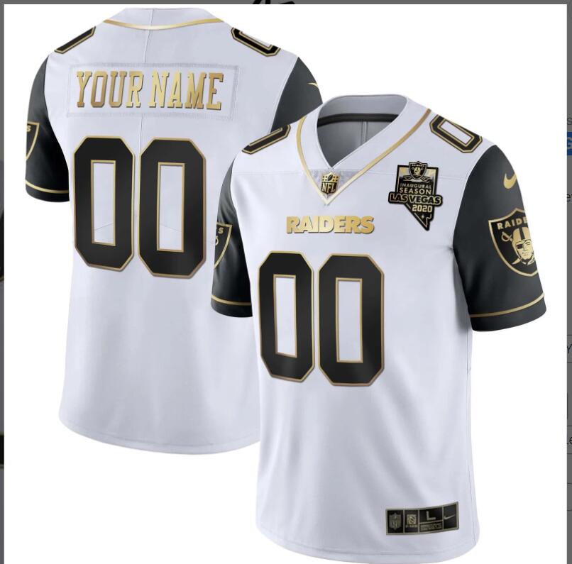 Men 2024 Nike NFL Oakland Raiders Vapor Gold Custom Name and Numbe jersey